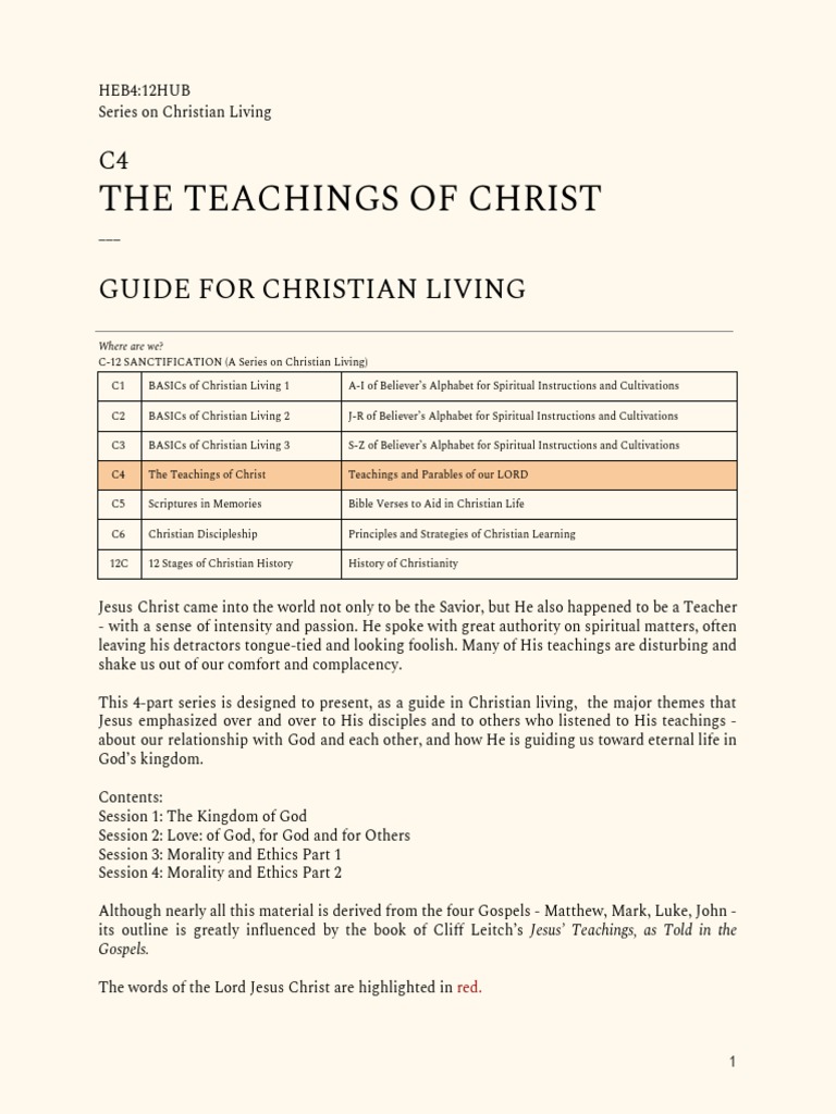 Teachings of Christ for Christian Living | PDF | Jesus | Gospel Of Matthew