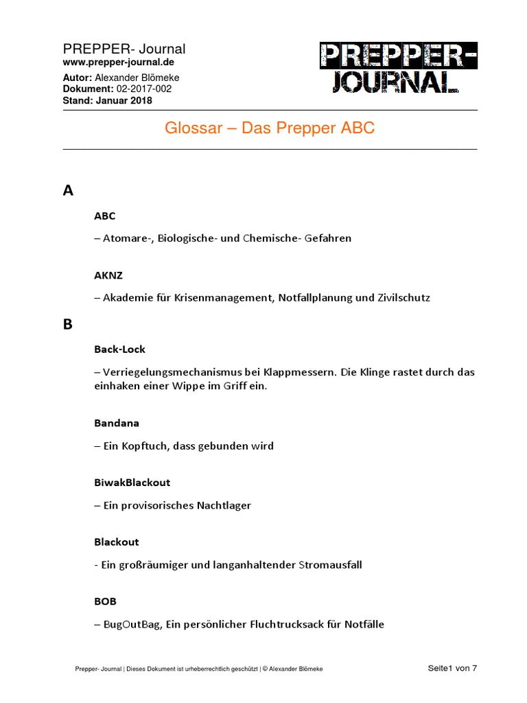 Glossar Prepper ABC | PDF