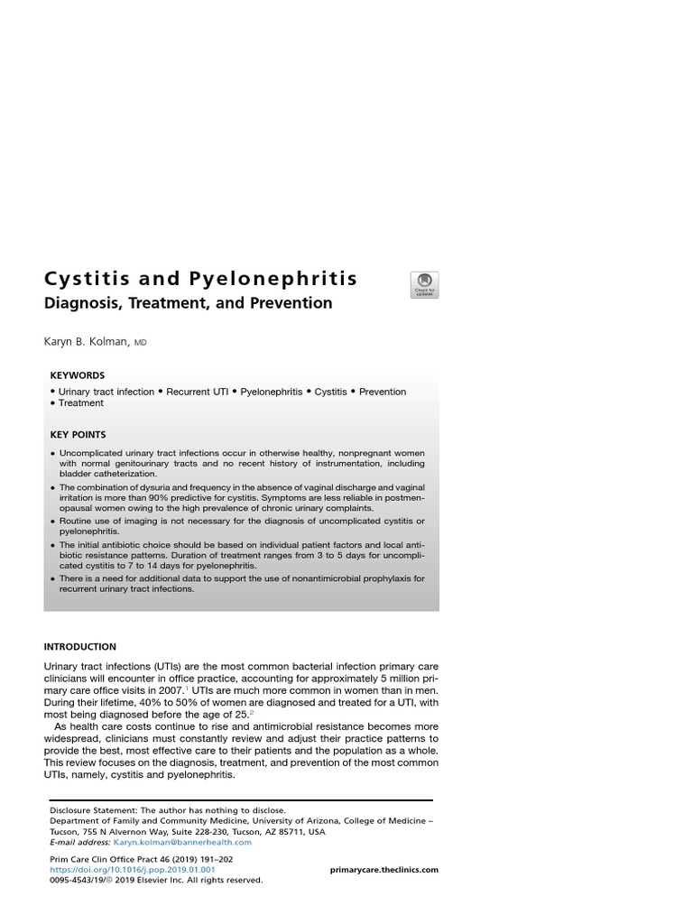 Cystitis: Diagnosis and Treatment Guide | PDF | Self-Improvement ...
