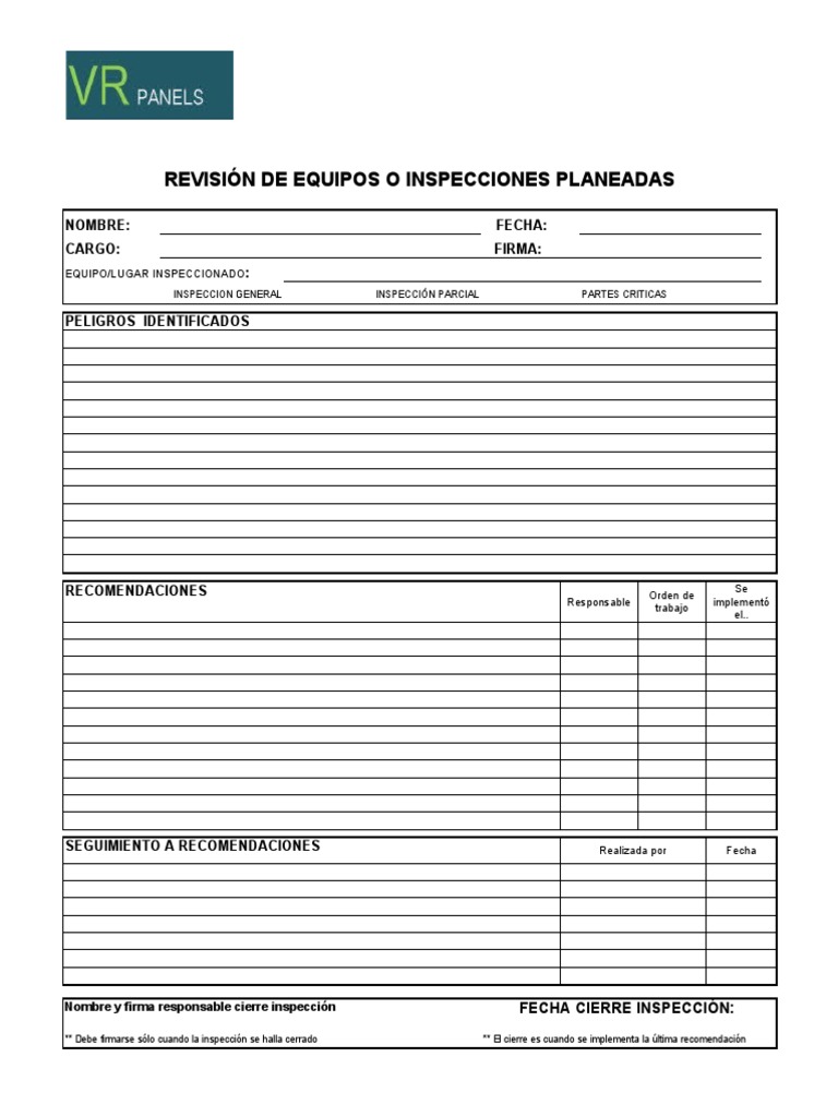 Formulario de Inspeccion | PDF