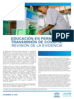 EDUCACIÓN EN PERSONA Y TRANSMISIÓN DE COVID-19