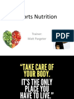Sports Nutrition: Trainer: Matt Pargeter