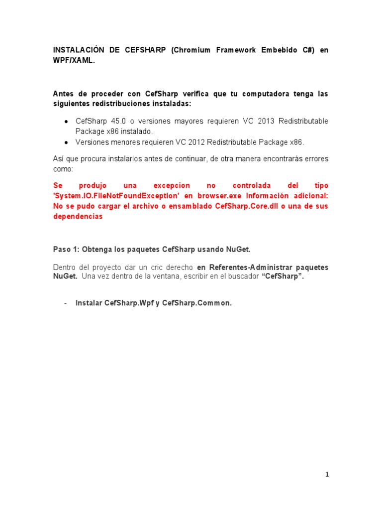 Guía de Instalación de CefSharp en WPF | PDF | Compilador | Microsoft ...