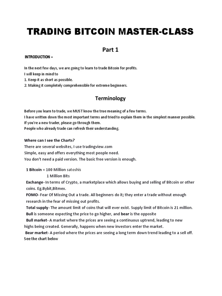 Trading Bitcoin Master-Class 1 | PDF | Technical Analysis | Leverage  (Finance)