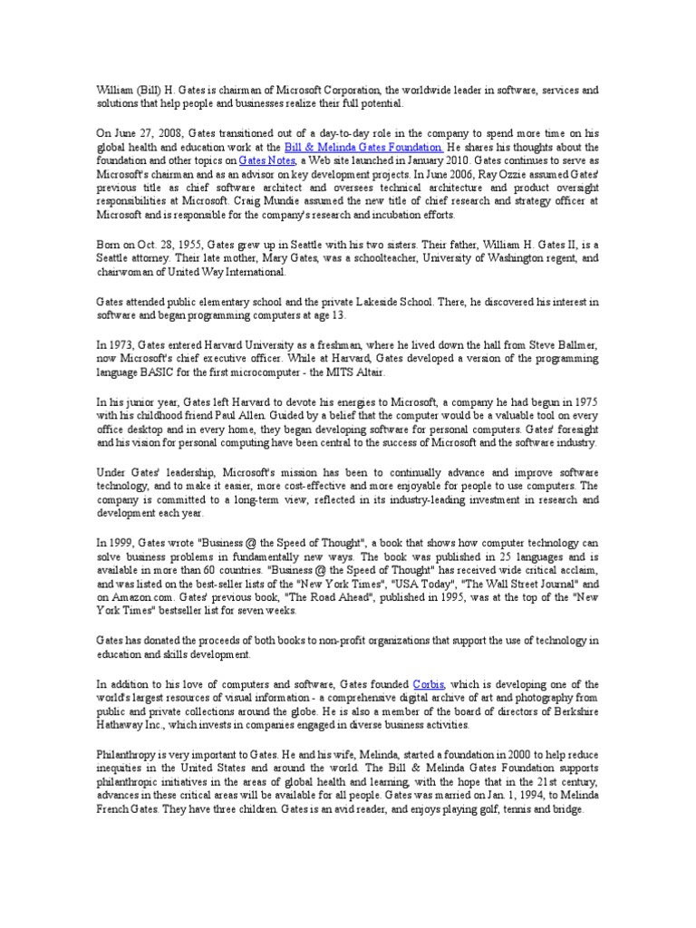 Bill & Melinda Gates Foundation. Gates Notes | PDF | Computing