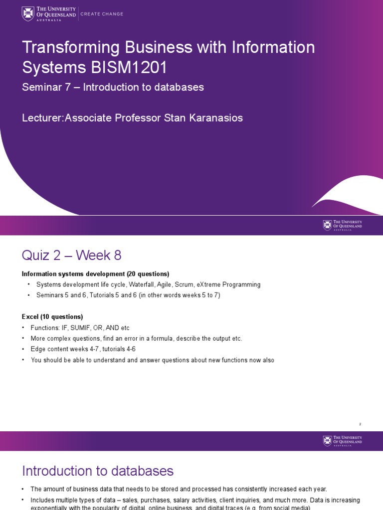 Seminar 7 Introduction To Databases | PDF | Relational Model | Databases