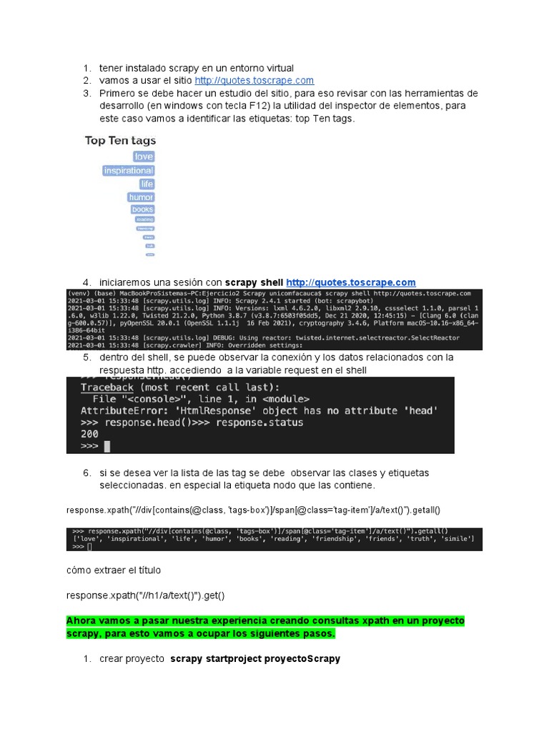 Guía de Scrapy para Principiantes | PDF | X camino | Desarrollo de software