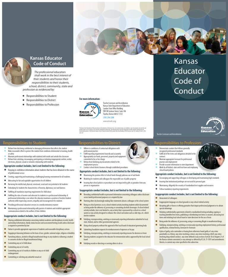 Kansas Code of Ethics PDF Confidentiality Teachers