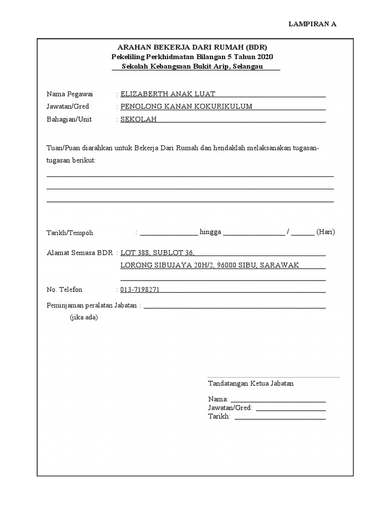 Arahan Bekerja Dari Rumah Lampiran A Pdf