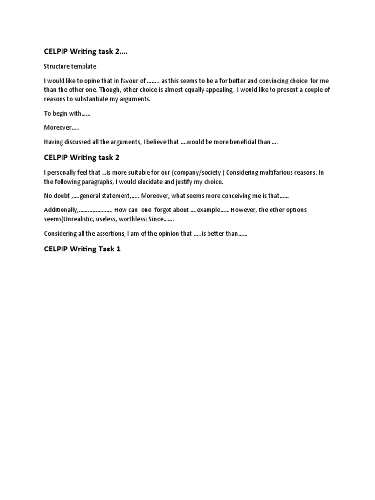 Celpip Writing Pdf