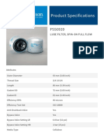 Product Specifications: Lube Filter, Spin-On Full Flow