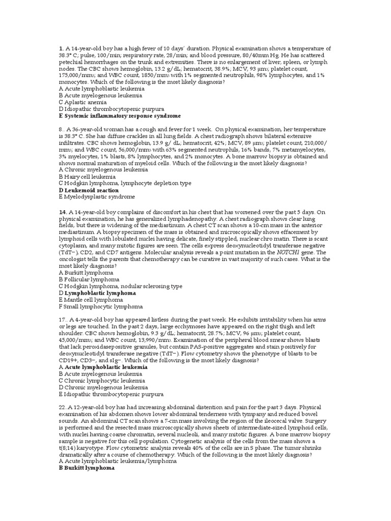 Soal Hodgkin Nonhodgkin Robbins | PDF | Lymphoma | Leukemia