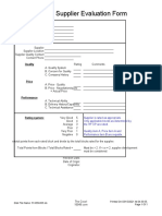 Simple Supplier Evaluation Form: Quality