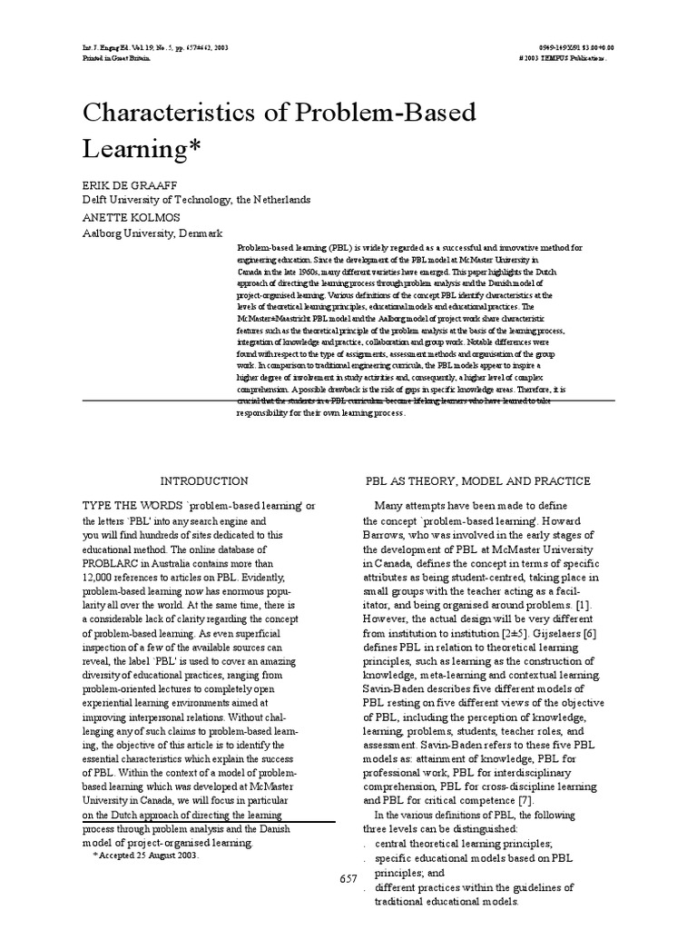 Characteristics of Problem-Based Learning | PDF | Teaching Method ...
