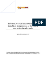 Informe de Actividades Comité de Seguimiento Al Derecho A Una Vivienda Adecuada 2010