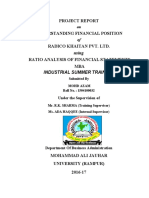 Project Report Understanding Financial Position Radico Khaitan Pvt. Ltd. Ratio Analysis of Financial Statements MBA