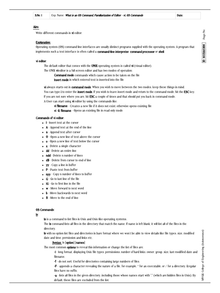 S.No: 1 Exp. Name: Date | Download Free PDF | Command Line Interface ...