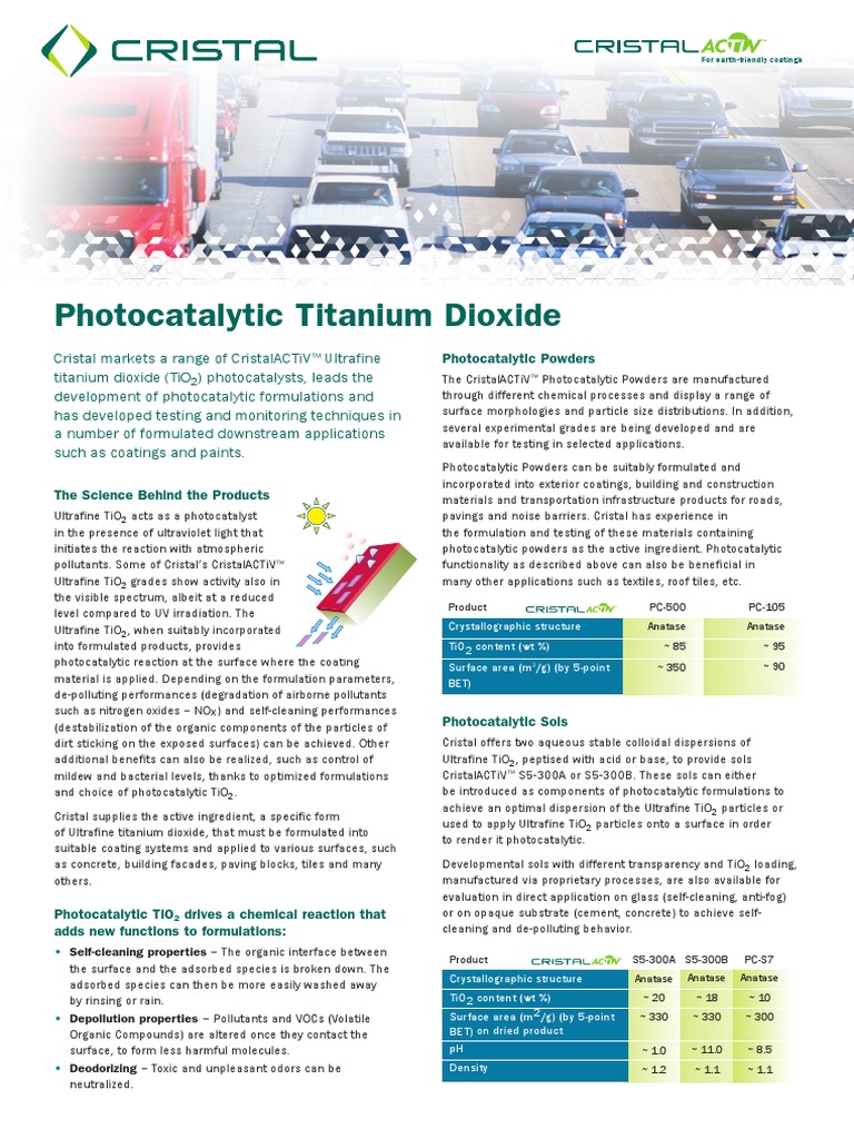 Photocatalytic TiO2 for Eco-Friendly Coatings | PDF | Titanium Dioxide ...