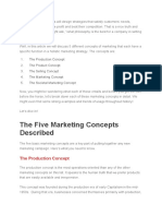 The Five Marketing Concepts Described