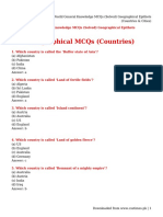 World General Knowledge MCQs (Solved) Geographical Epithets (Countries &#038 Cities)