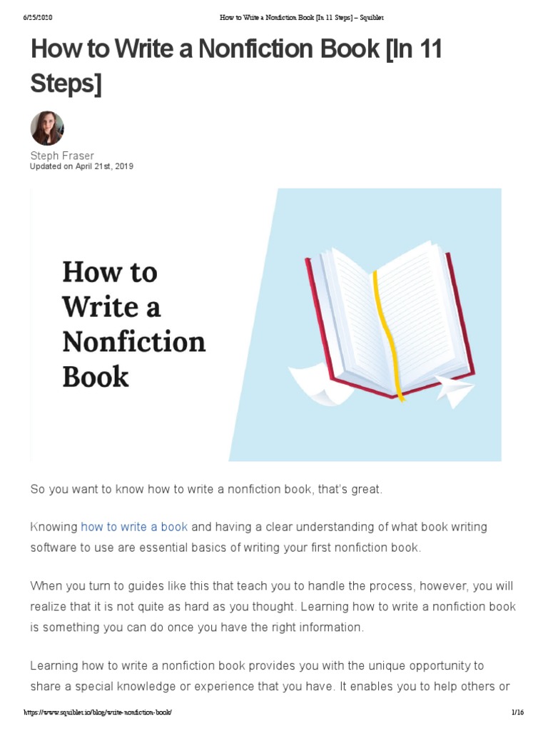 How To Write A Nonfiction Book In 11 Steps Squibler Pdf Books