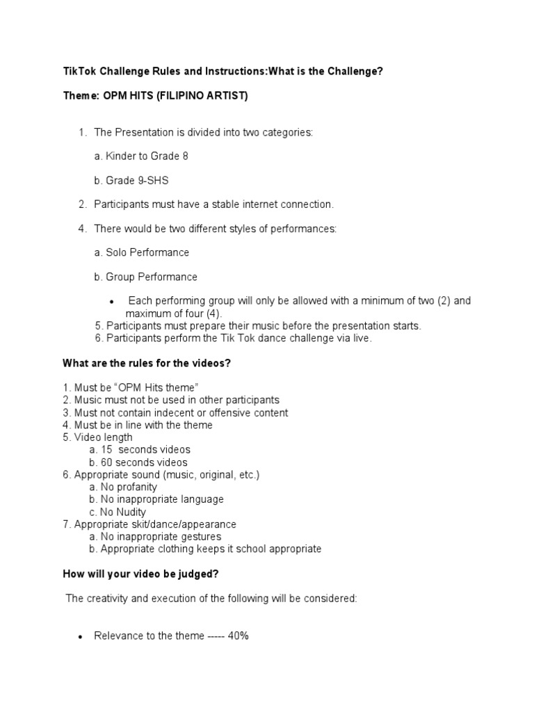 Tiktok Challenge Rules and Instructions:What Is The Challenge? Theme