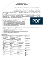 Screening Test TIME ALLOWED: 150 Phút: Answer Sheet