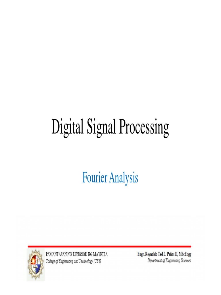 Digital Signal Processing Fourier Analysis PDF Fourier Transform