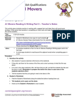 Lesson Plans: A1 Movers Reading & Writing Part 3 - Teacher's Notes
