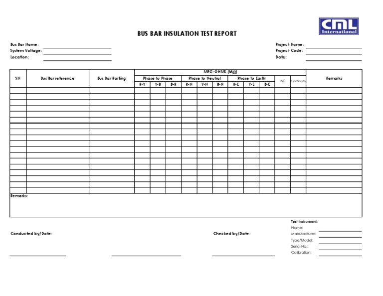 Bus Bar IR Test Sheet | PDF