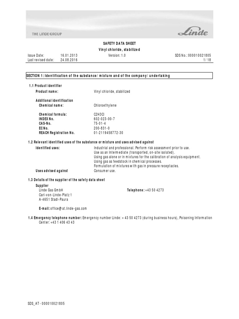 Safety Data Sheet Vinyl Chloride, Stabilized PDF Firefighting