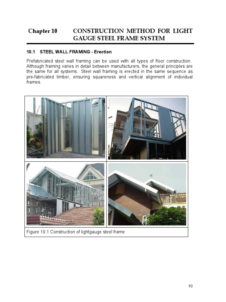 Construction Method For Light Gauge Steel Frame System: 10.1 STEEL WALL ...