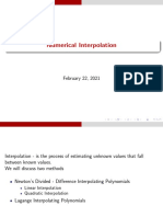 Numerical Interpolation: February 22, 2021