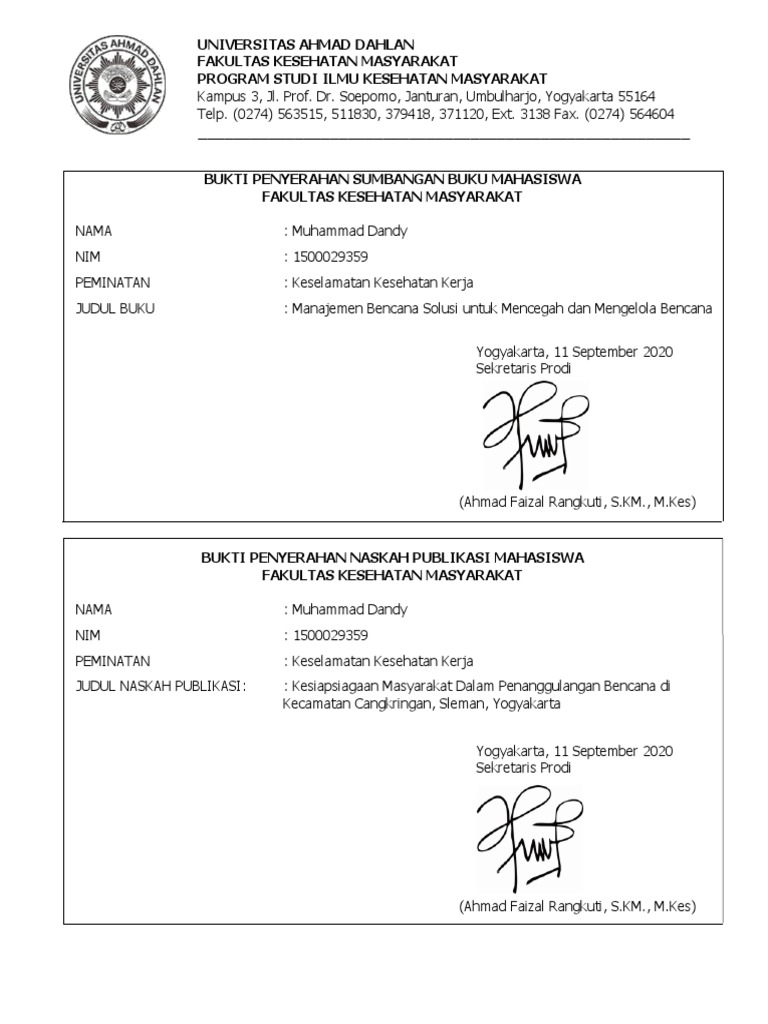 TTD Formulir Bukti-Penyerahan-Naskah-Publikasi-Buku (Muhammad Dandy) | PDF