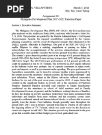 Elaine Fiona R. Villafuerte March 3. 2021 BSMA-2 Mrs. Ma. Carol Tubog Assignment #4: Philippine Development Plan 2017-2022 Reaction Paper