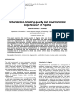 Urbanization, Housing Quality and Environmental Degeneration in Nigeria