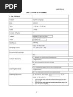 Lampiran A Daily Lesson Plan Format A. TNL Details: Days of The Week It's (Days) On + Day