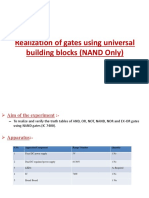 Realization of Gates Using Universal Building Blocks (NAND Only)