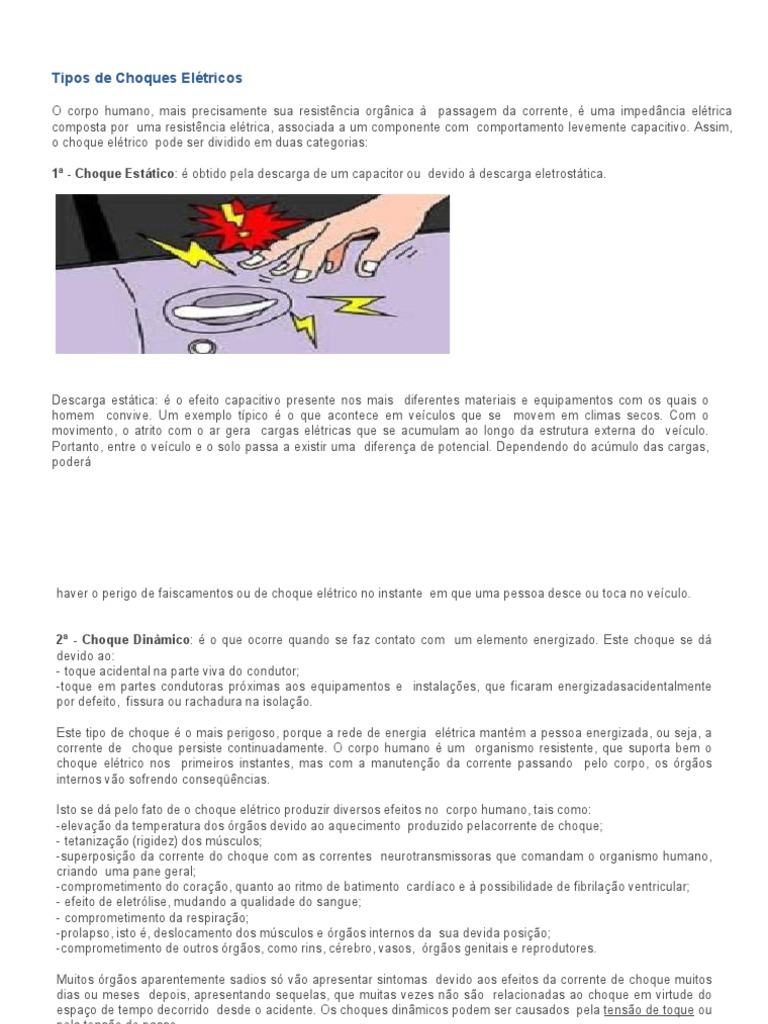 Tipos de Choques Elétricos | PDF | Choque (circulatório) | Eletricidade