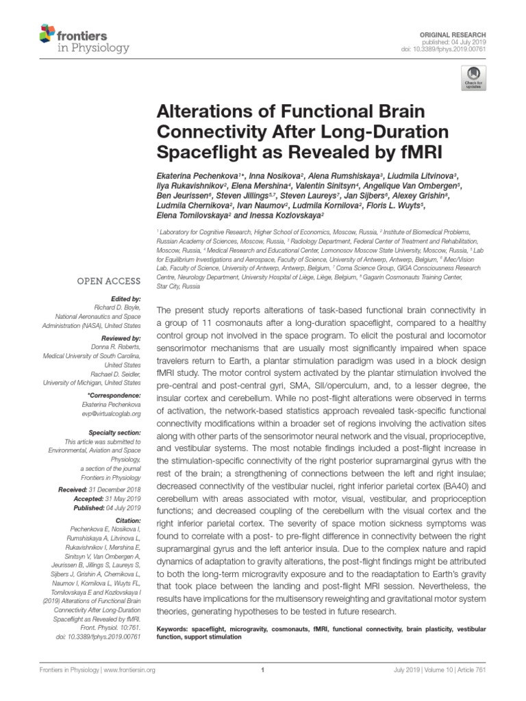 Alterations of Functional Brain Connectivity After Long-Duration ...