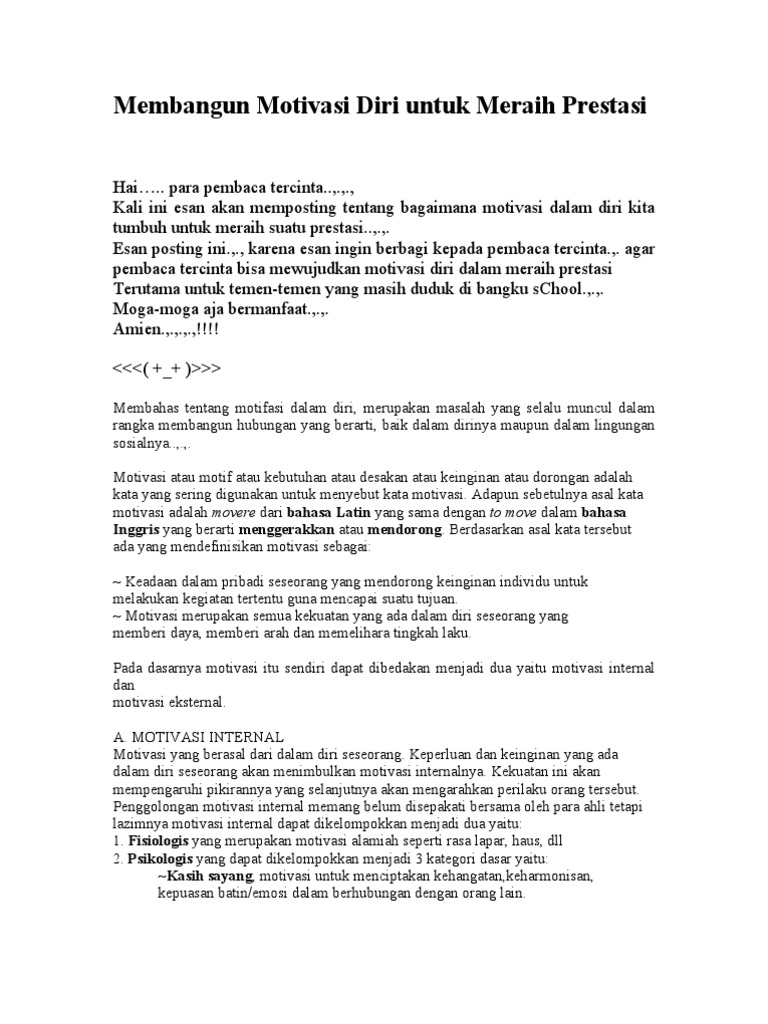 Melatih Membangun Motivasi Diri Untuk Meraih Prestasi Melatih Membangun Motivasi Diri Untuk Meraih Prestasi