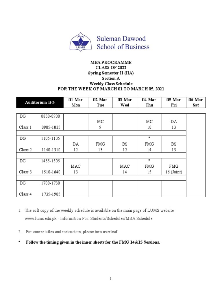 MBA Class Schedule: Spring 2021 | PDF | Strategic Management | Ramadan