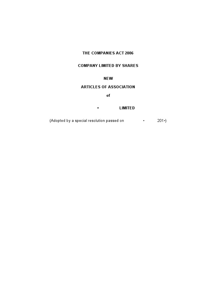 BVCA Model Articles of Association | PDF | Stocks | Dividend