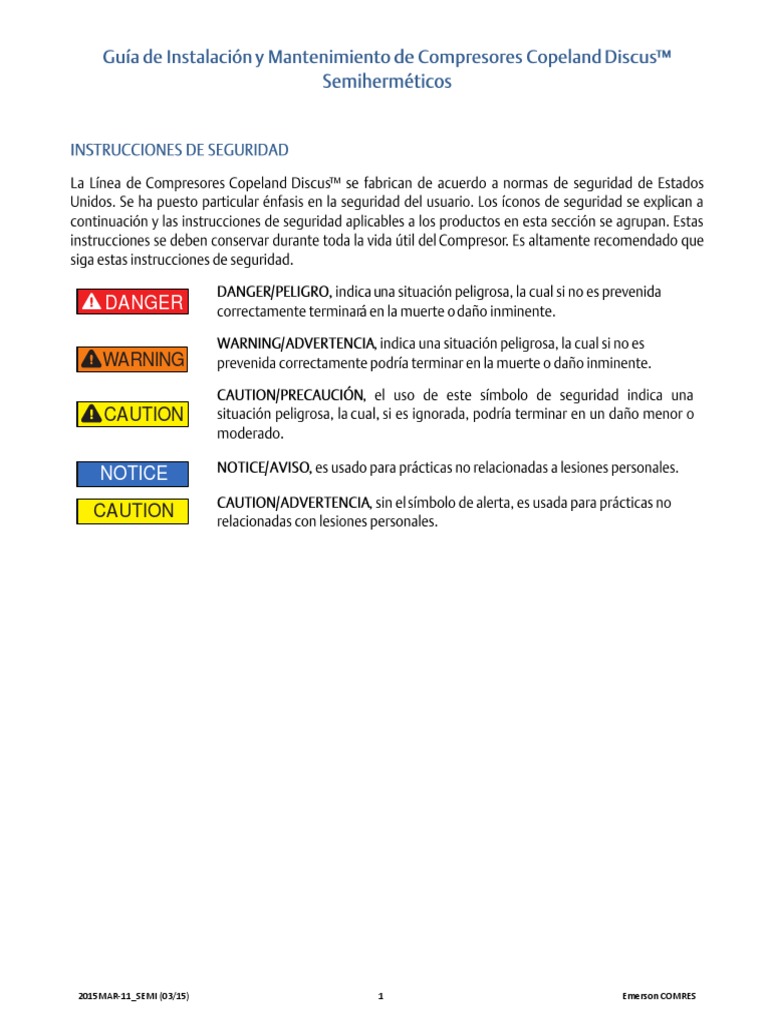 Manual de Seguridad Compresores Copeland Discus | PDF | Gases | Equipo