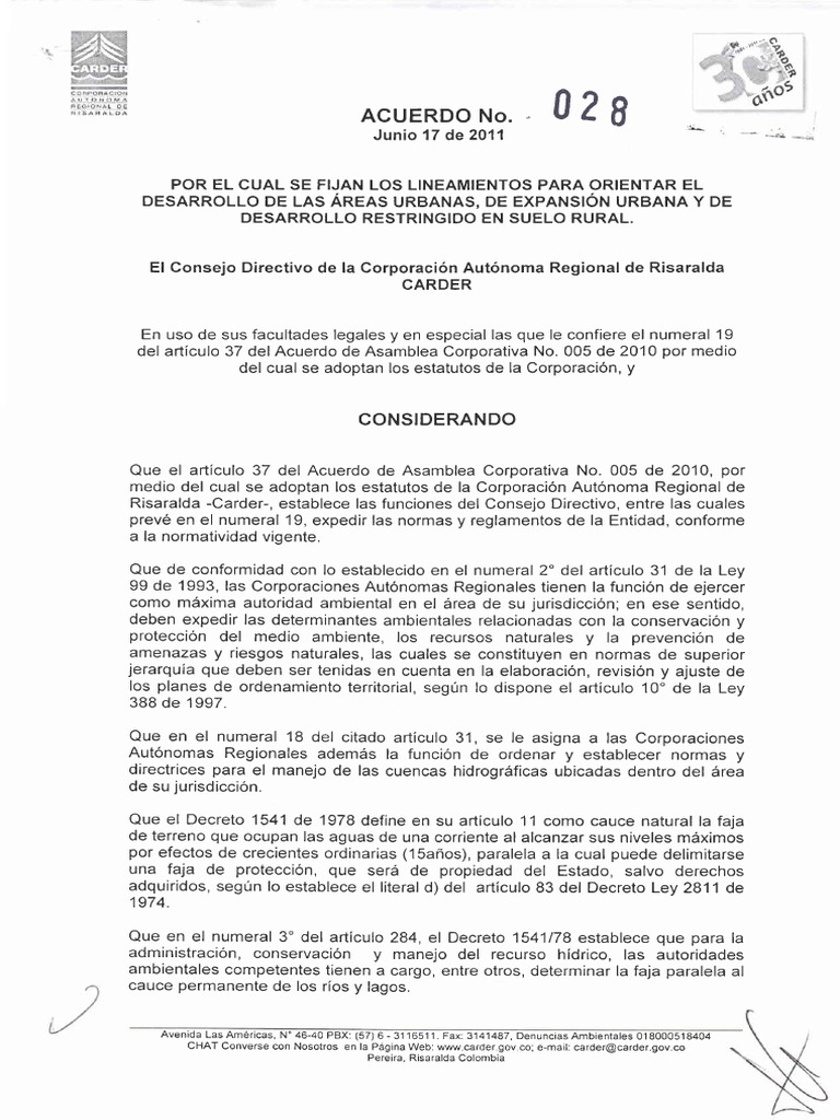 Acuerdo 028 Junio 17 de 2011 | PDF