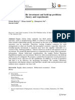 Relationship-Specific Investment and Hold-Up Problems in Supply Chains: Theory and Experiments