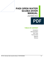 Padi Open Water Scuba Diver Manual: Table of Content