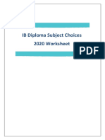 IB Diploma Subject Choices 2020 Worksheet