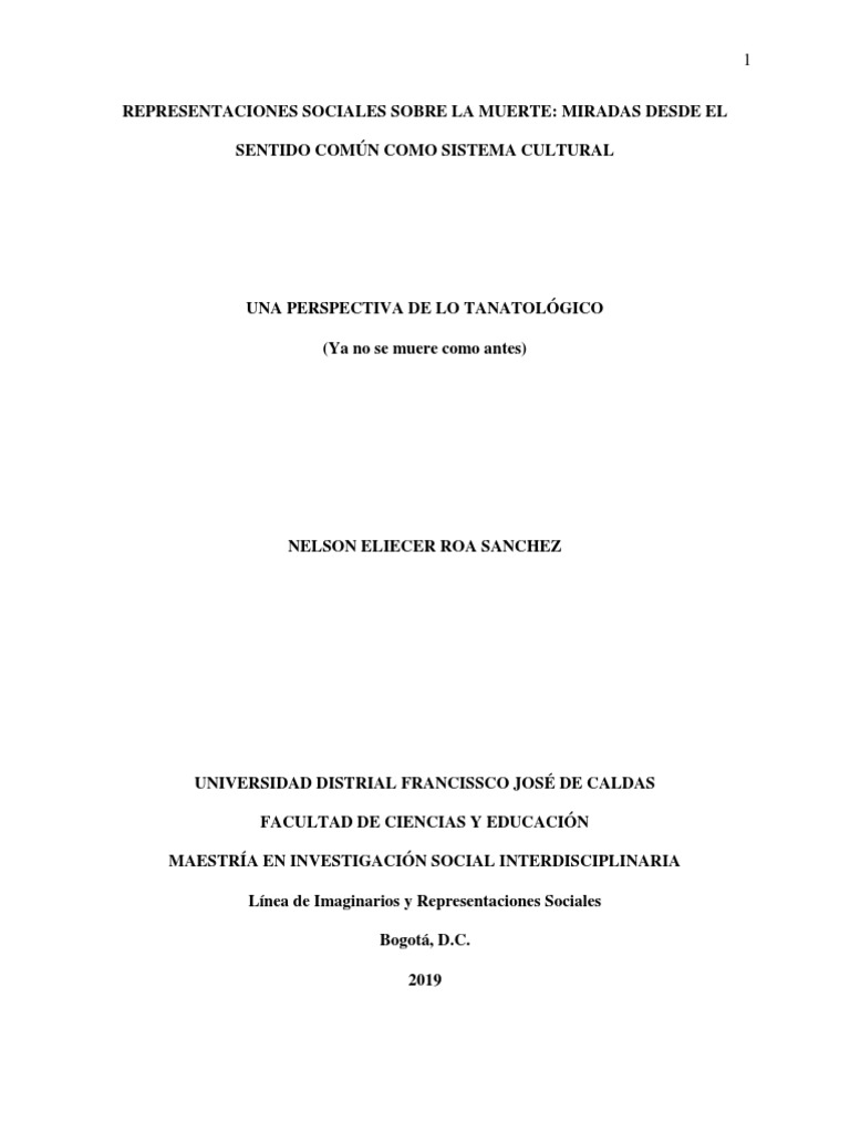 Roa Sanchez Nelson Eliecer 2019 | PDF | Muerte | Conocimiento