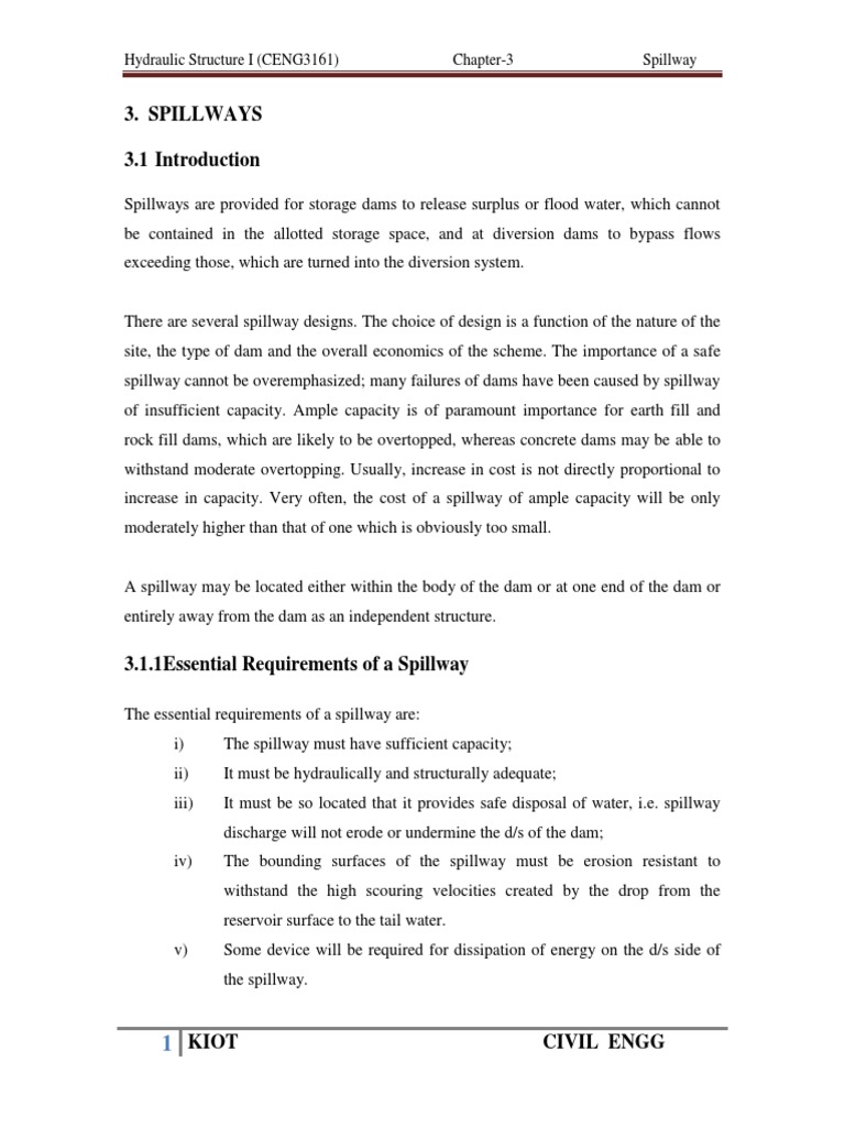 Spillway Design and Requirements Guide | PDF | Spillway | Dam